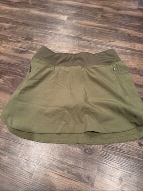 Olive Green Active Skater Skirt with Zipper Pockets